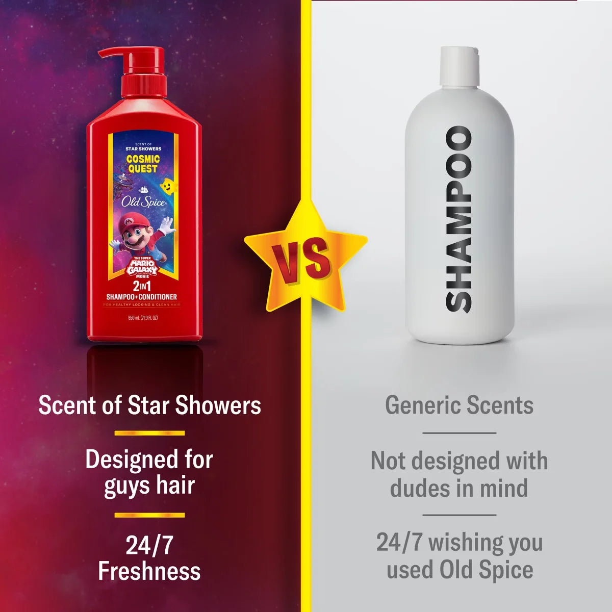 Old Spice Super Mario Cosmic Galaxy 2-in-1 Shampoo and Conditioner - 21.9 fl oz
