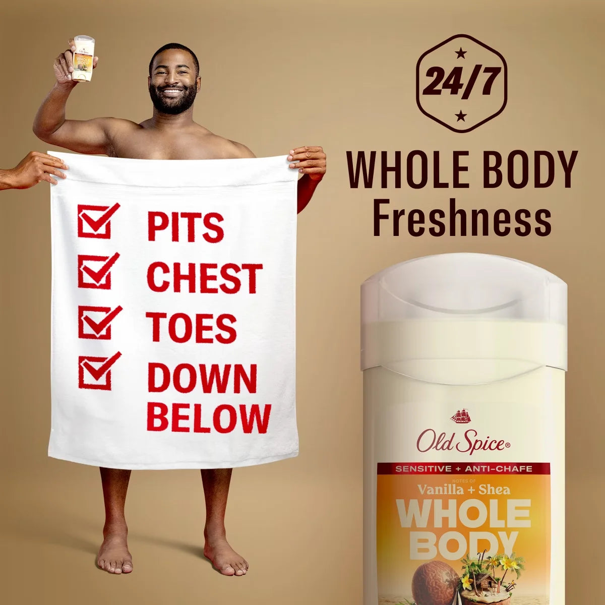 Old Spice Whole Body Solid Deodorant for Men - Vanilla & Shea - Aluminum-Free 3oz
