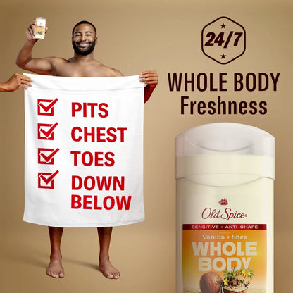 Old Spice Whole Body Solid Deodorant for Men - Vanilla & Shea - Aluminum-Free 3oz
