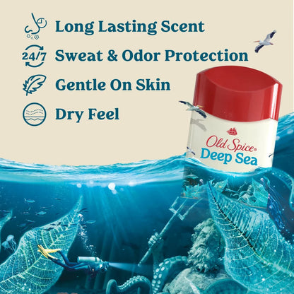 Old Spice Men's Deep Sea with Ocean Elements Antiperspirant & Deodorant - 2.6oz: Fresh Scent, Invisible Solid