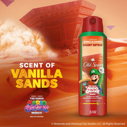 Old Spice x The Super Mario Galaxy 24/7 Odor Control Aluminum-Free Deodorant Body Spray - Desert Detour - 5.1 fl oz