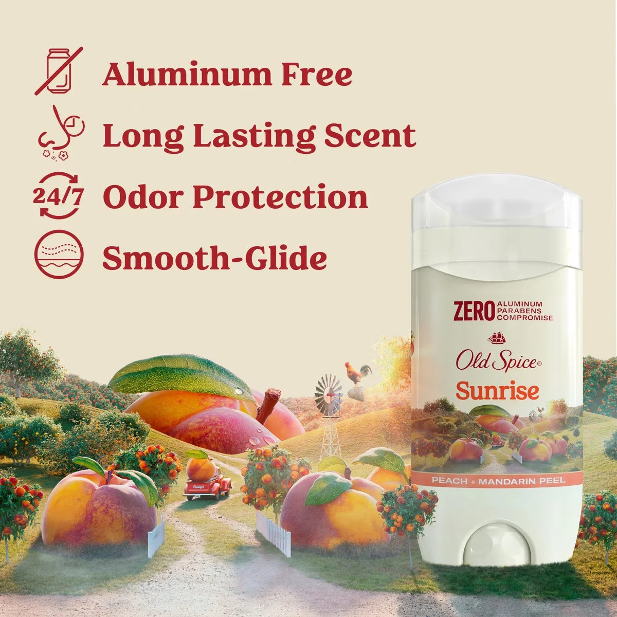 Old Spice Deodorant - Sunrise - Peach and Vanilla Scented - Aluminum-Free 3oz: Invisible Solid, Under Arm Use