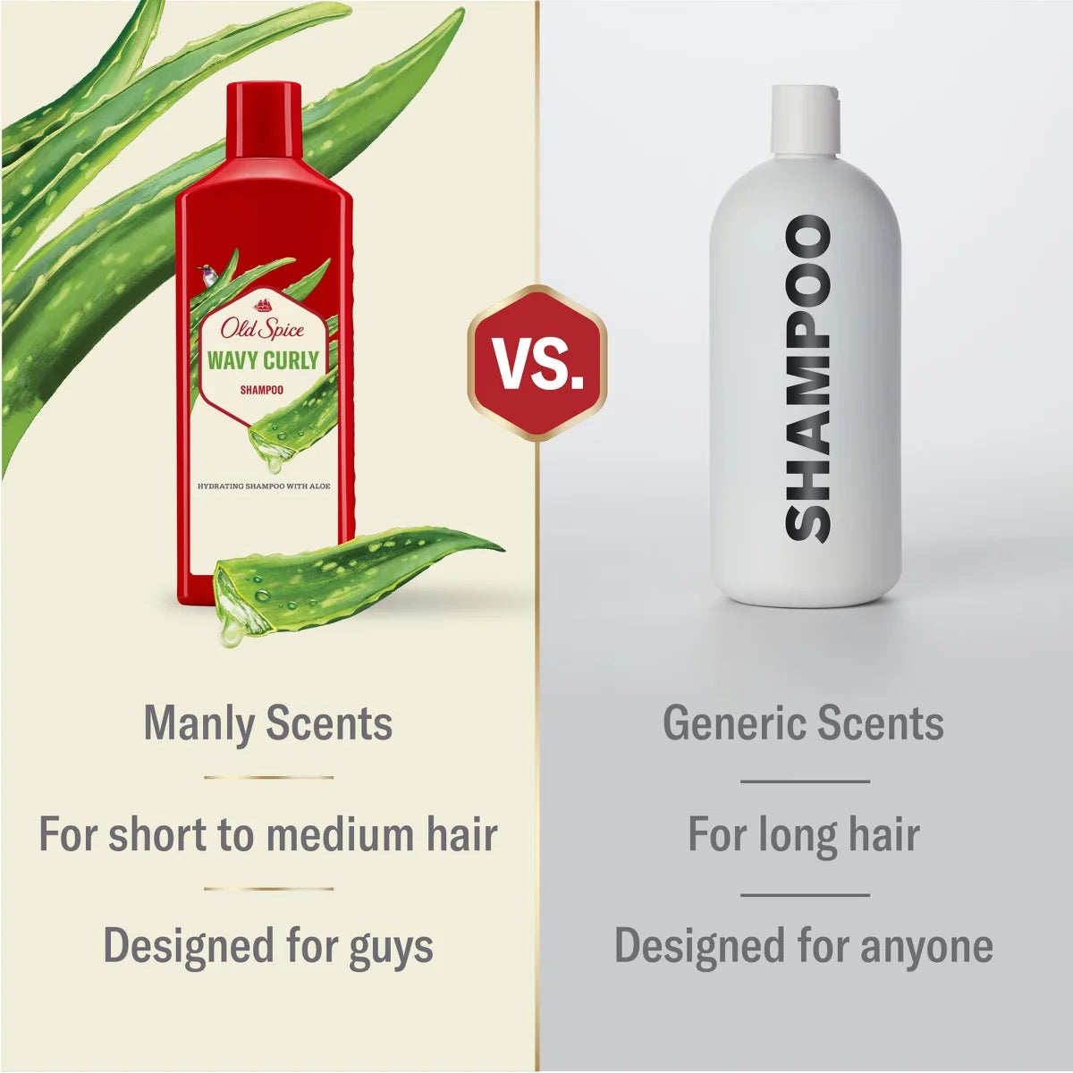 Old Spice Wavy Curly Shampoo with Aloe & Avocado Oil for Men - 13.5 fl oz