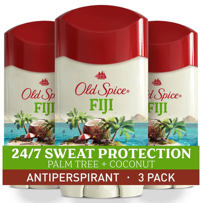 Old Spice Men's Antiperspirant & Deodorant - Fiji with Palm Tree - 2.6oz/3pk: Invisible Solid with Tropical Coconut Scent