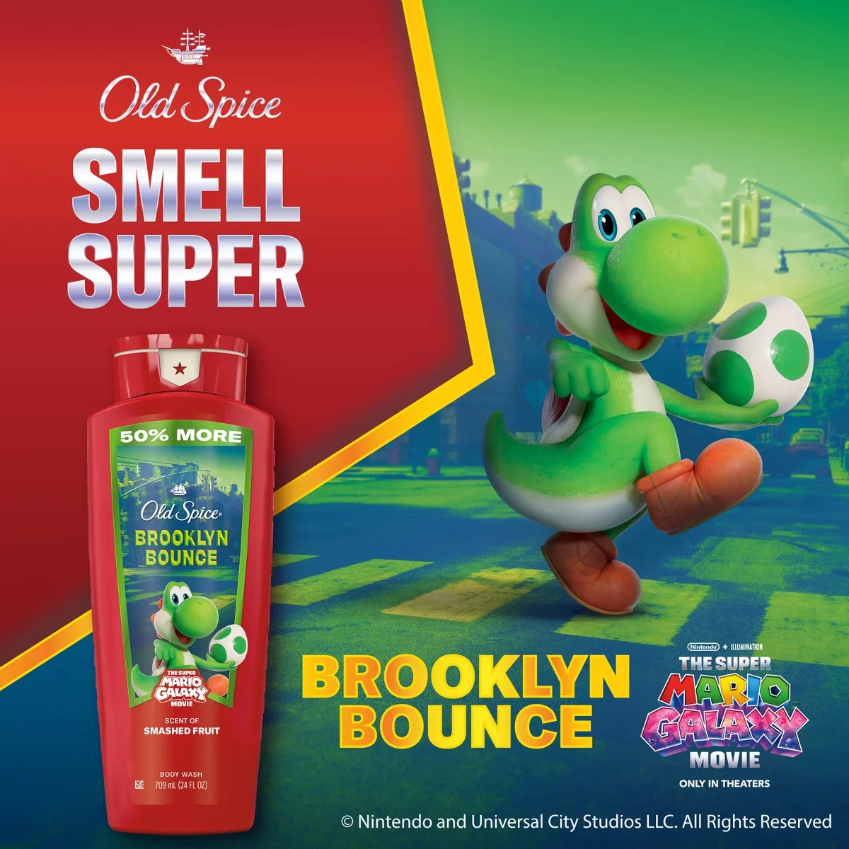 Old Spice x The Super Mario Galaxy Brooklyn Bounce Men's 24/7 Shower Fresh Body Wash - Scent of Smashed Fruit - 24 fl oz