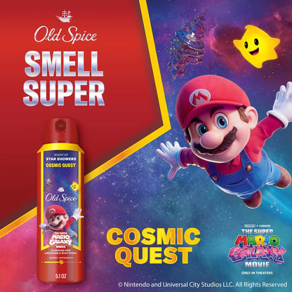 Old Spice x The Super Mario Galaxy Cosmic Quest 24/7 Odor Control Aluminum-Free Deodorant Body Spray - Scent of Star Showers - 5.1 fl oz