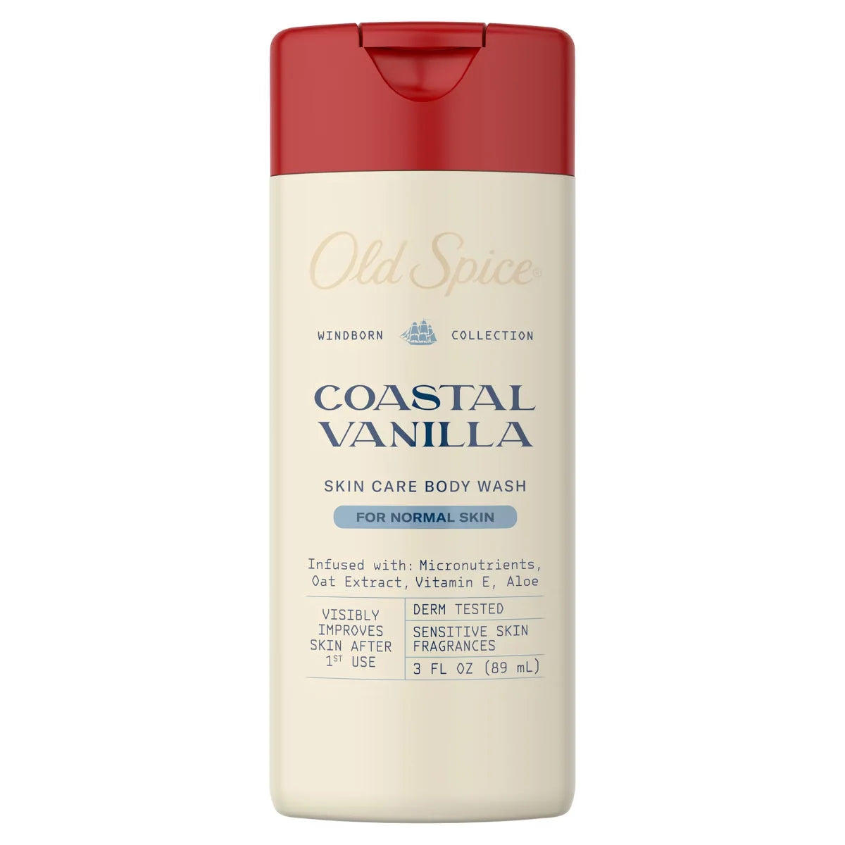 Old Spice Windborn Coastal Vanilla Body Wash - 3oz: Whole Body Cleansing, Normal Skin, Liquid, Travel Size