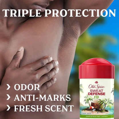 Old Spice Men's Antiperspirant & Deodorant Fiji Scent - 2.6oz: Invisible Solid, Under Arm Application, Animal By-Product-Free