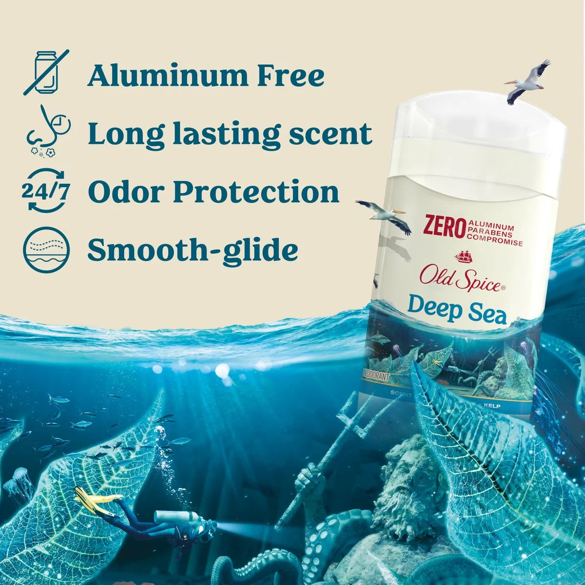 Old Spice Fresh Collection Deodorant Deep Sea Ocean Elements - 3oz