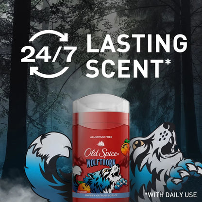 Old Spice Wolfthorn Scent Deodorant for Men - Aluminum-Free 3oz: Invisible Solid, Under Arm Application, Mature Skin