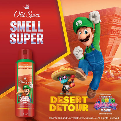 Old Spice x The Super Mario Galaxy 24/7 Odor Control Aluminum-Free Deodorant Body Spray - Desert Detour - 5.1 fl oz