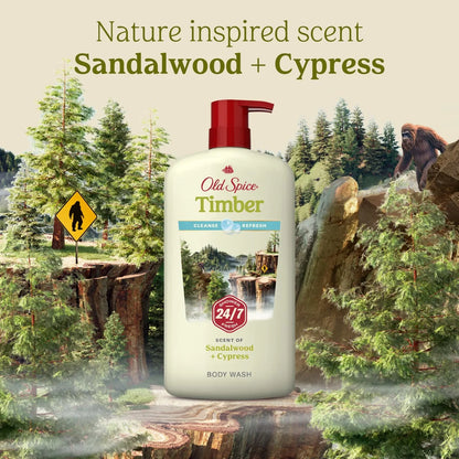 Old Spice Men's Body Wash Timber with Sandalwood - 30 fl oz: For Normal Skin, Liquid Form, Basic Cleansing, Whole Body