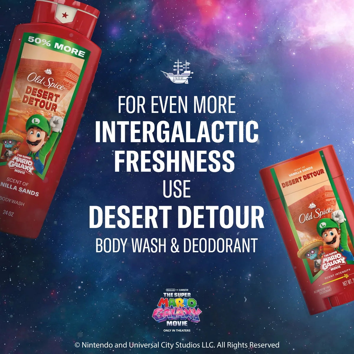 Old Spice x The Super Mario Galaxy Men's 24/7 Shower Fresh Desert Detour Body Wash - Scent of Vanilla Sands - 24 fl oz