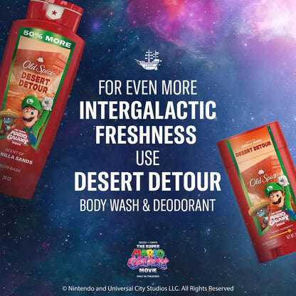 Old Spice x The Super Mario Galaxy Men's 24/7 Shower Fresh Desert Detour Body Wash - Scent of Vanilla Sands - 24 fl oz