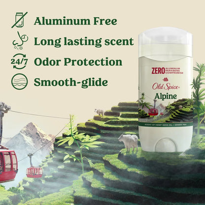 Old Spice Deodorant Alpine with Hemp Seed Oil - Inspired by Nature - Aluminum-Free 3oz