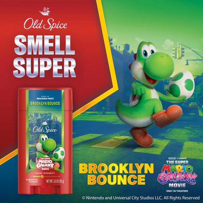 Old Spice x The Super Mario Galaxy Brooklyn Bounce Men's 24/7 Lasting Freshness Aluminum-Free Deodorant - Scent of Smashed Fruit - 3oz