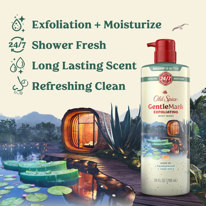Old Spice Gentle Man's Blend Exfoliating Bodywash Pump - Sandalwood & Aloe Vera - 26 fl oz: Paraben-Free, Phthalate-Free, Contains Vitamin B3