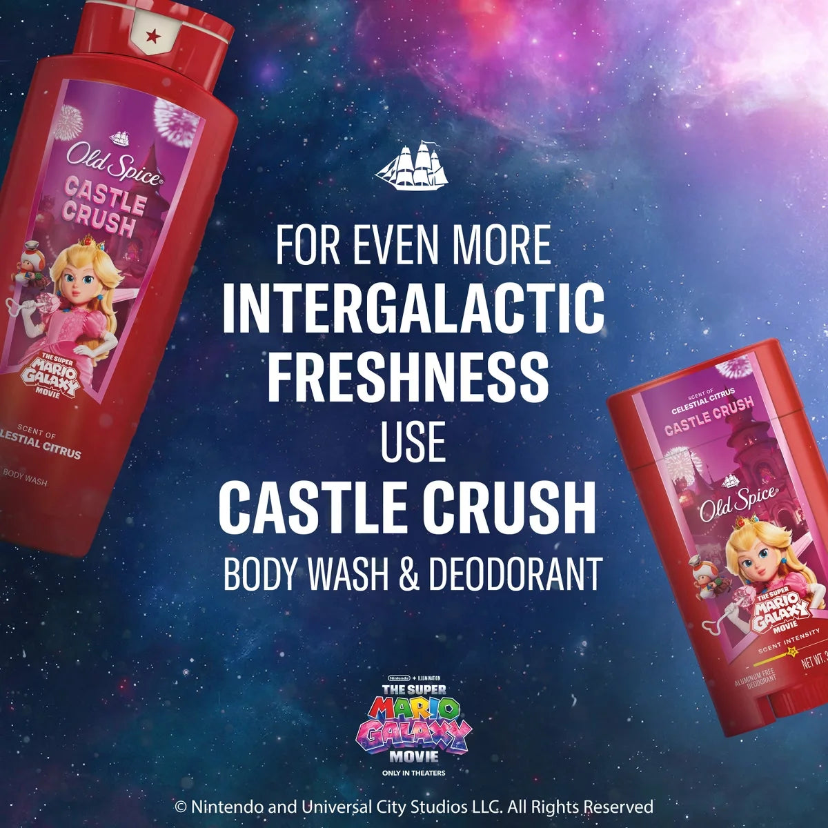 Old Spice x The Super Mario Galaxy Men's 24/7 Shower Fresh Castle Crush Body Wash - Scent of Celestial Citrus - 24oz