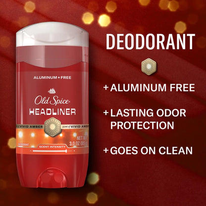 Old Spice Red Collection Men's 24-Hour Odor Protection Refreshing Fragrance Long-Lasting Freshness Deodorant - Headliner Scent - 3oz