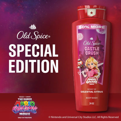 Old Spice x The Super Mario Galaxy Men's 24/7 Shower Fresh Castle Crush Body Wash - Scent of Celestial Citrus - 24oz