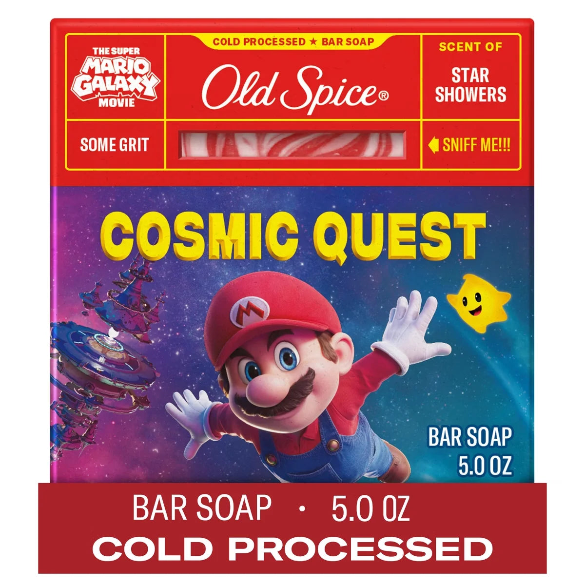 Old Spice x The Super Mario Galaxy Men’s Some Grit Cosmic Quest Cold Processed Bar Soap - Scent of Star Showers - 5oz
