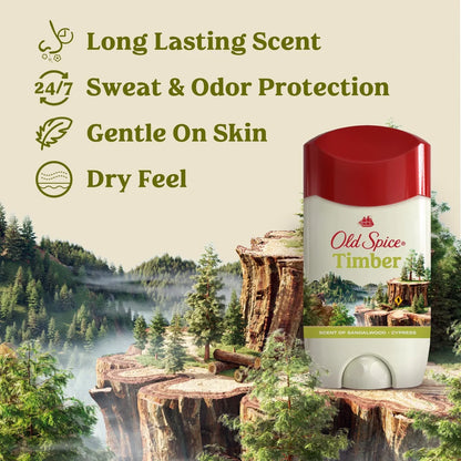 Old Spice Men's Timber with Sandalwood Antiperspirant Deodorant - 2.6oz