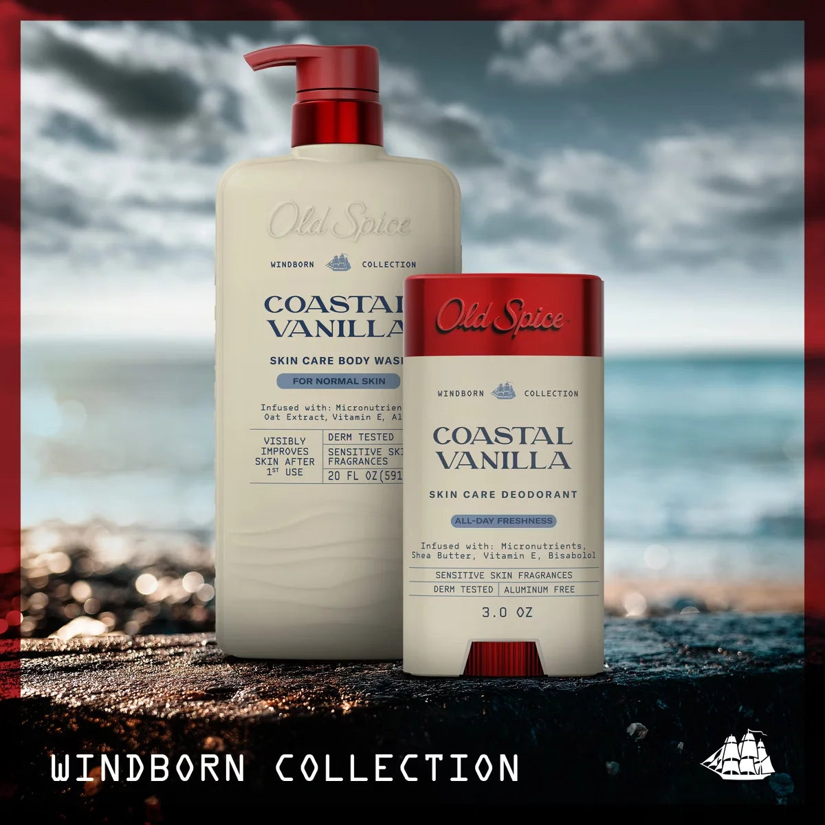 Old Spice Windborn Collection Men's Body Wash for Normal Skin - Coastal Vanilla Scent - 20 fl oz