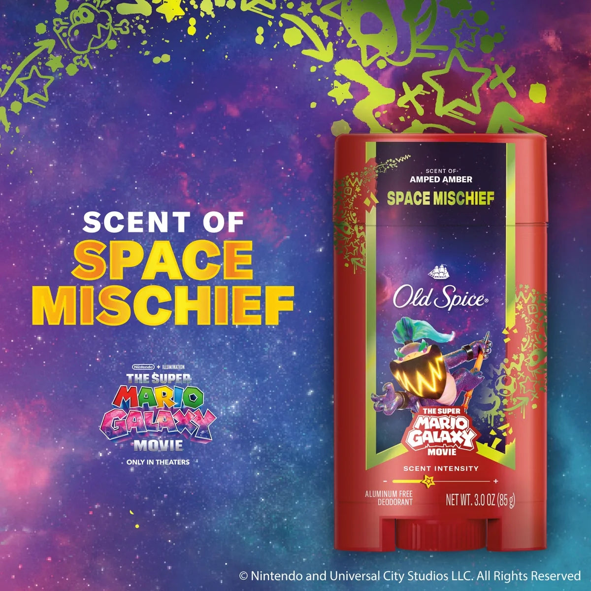 Old Spice x The Super Mario Galaxy Movie 24/7 Lasting Freshness Aluminum-Free Men’s Deodorant - Space Mischief - 3oz