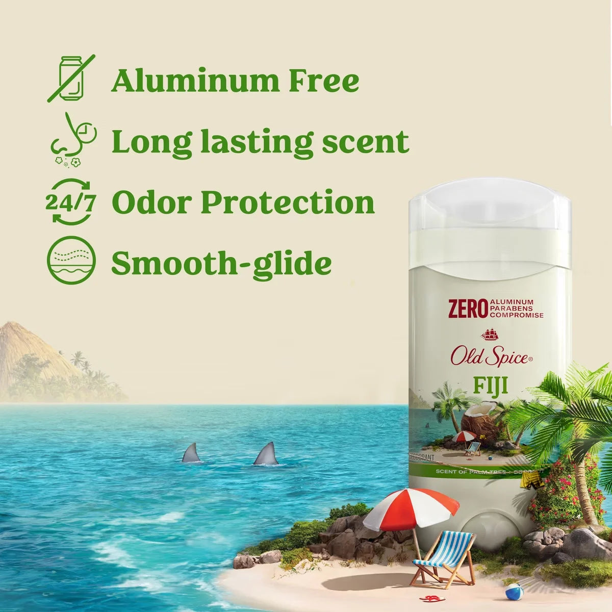 Old Spice Men's Solid Deodorant Fiji with Palm Tree Scent - Aluminum-Free 3oz/2pk