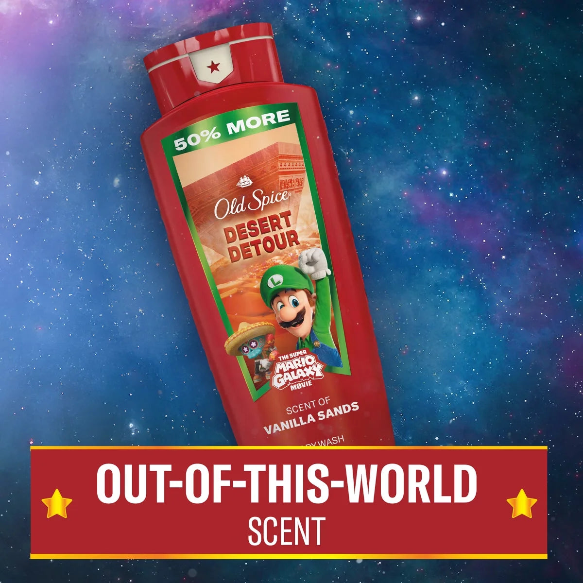 Old Spice x The Super Mario Galaxy Men's 24/7 Shower Fresh Desert Detour Body Wash - Scent of Vanilla Sands - 24 fl oz