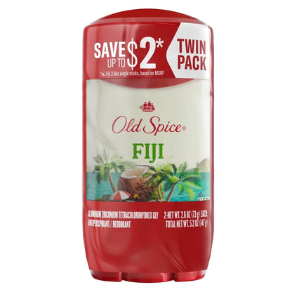 Old Spice Men's Fiji with Palm Tree Antiperspirant & Deodorant - 2.6oz/2pk: Paraben-Free, Invisible Solid, Under Arm Use