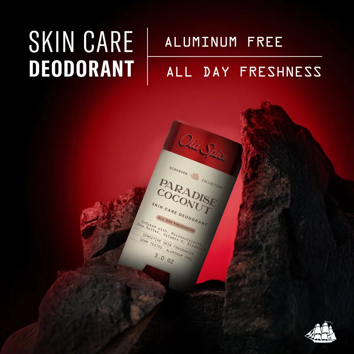 Old Spice Men's Aluminum-Free All Day Freshness Windborn Collection Deodorant - Paradise Coconut - 3oz