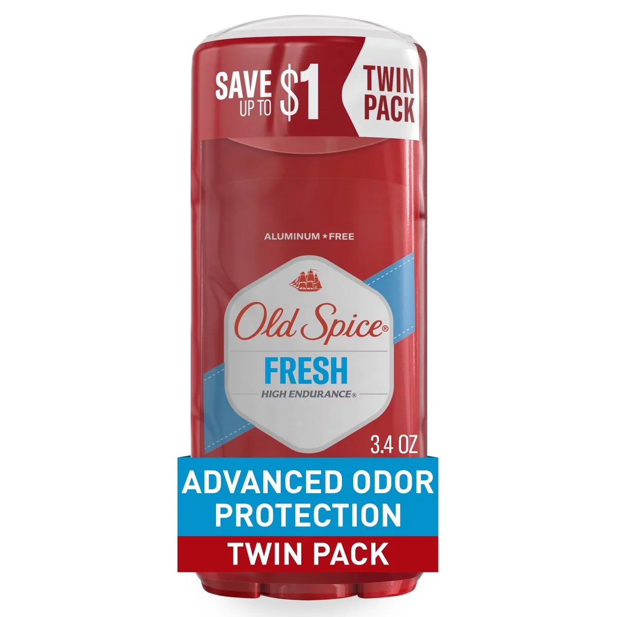 Old Spice High Endurance Deodorant for Men - Aluminum-Free 3.4oz/2pk: Under Arm, Invisible Solid, Fresh Scent, Normal Skin