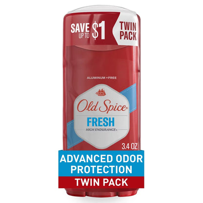 Old Spice High Endurance Deodorant for Men - Aluminum-Free 3.4oz/2pk: Under Arm, Invisible Solid, Fresh Scent, Normal Skin