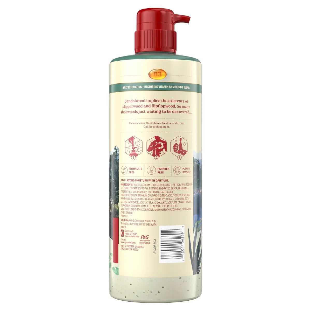 Old Spice Gentle Man's Blend Exfoliating Bodywash Pump - Sandalwood & Aloe Vera - 26 fl oz: Paraben-Free, Phthalate-Free, Contains Vitamin B3
