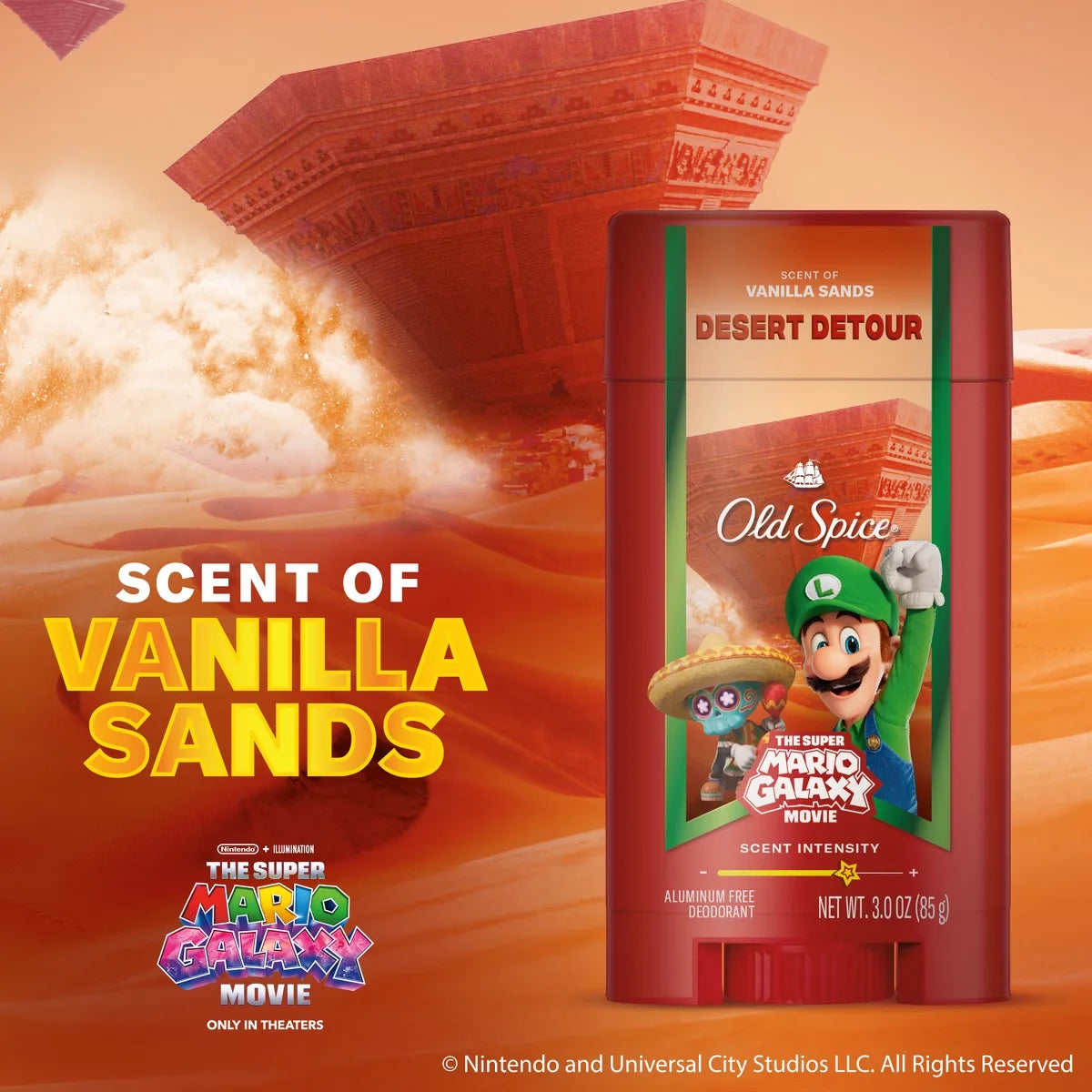 Old Spice x The Super Mario Galaxy Men’s 24/7 Lasting Freshness Desert Detour Aluminum-Free Deodorant - Scent of Vanilla Sands - 3oz