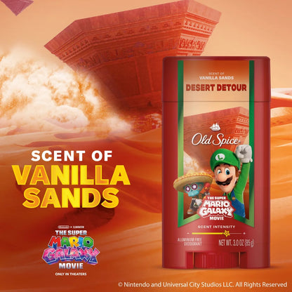 Old Spice x The Super Mario Galaxy Men’s 24/7 Lasting Freshness Desert Detour Aluminum-Free Deodorant - Scent of Vanilla Sands - 3oz