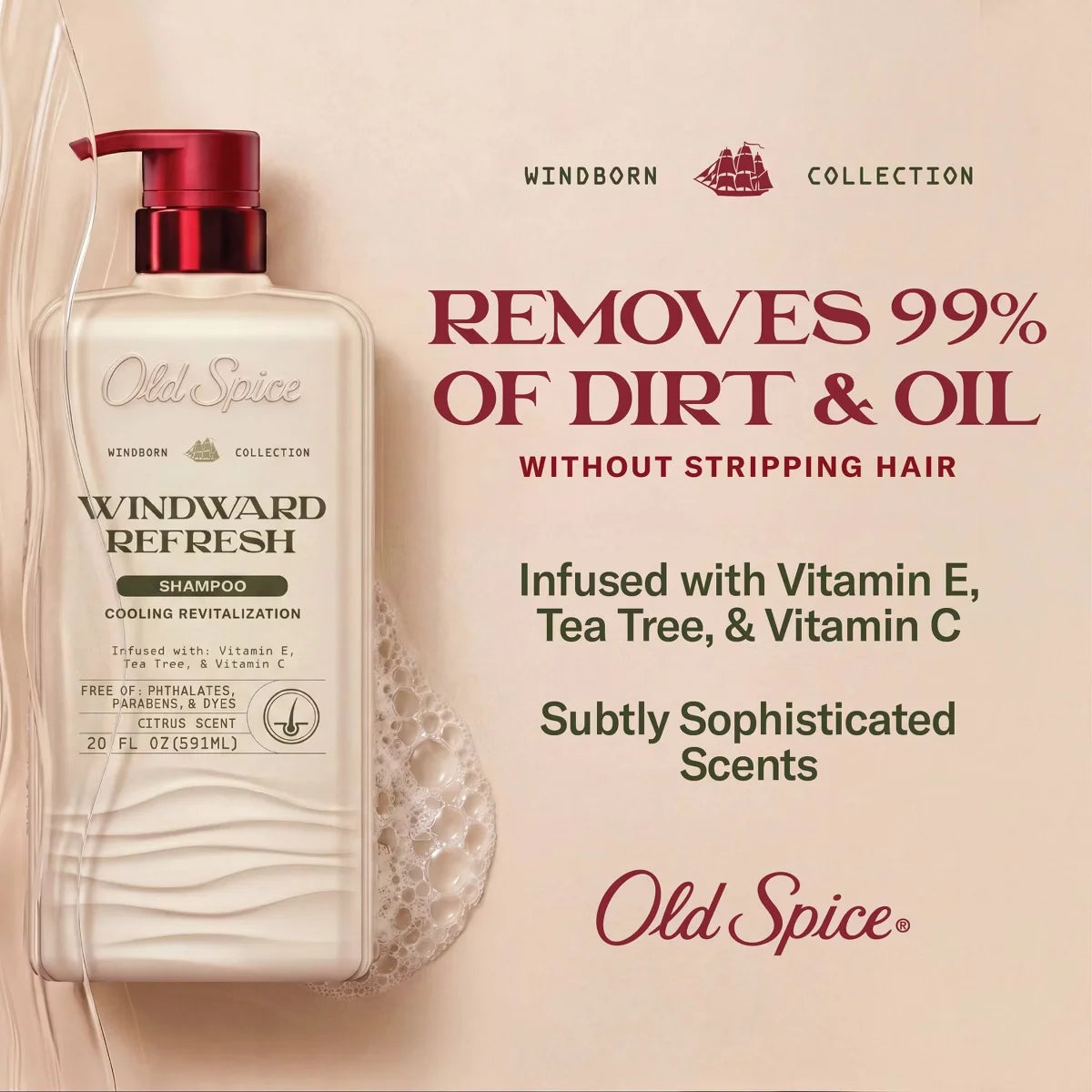 Old Spice Windborn Windward Refreshing Shampoo - 20 fl oz