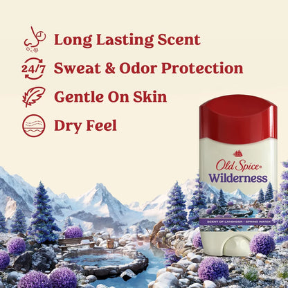 Old Spice Men's Wilderness with Lavender Antiperspirant & Deodorant - 2.6oz: Invisible Solid, Normal Skin Type