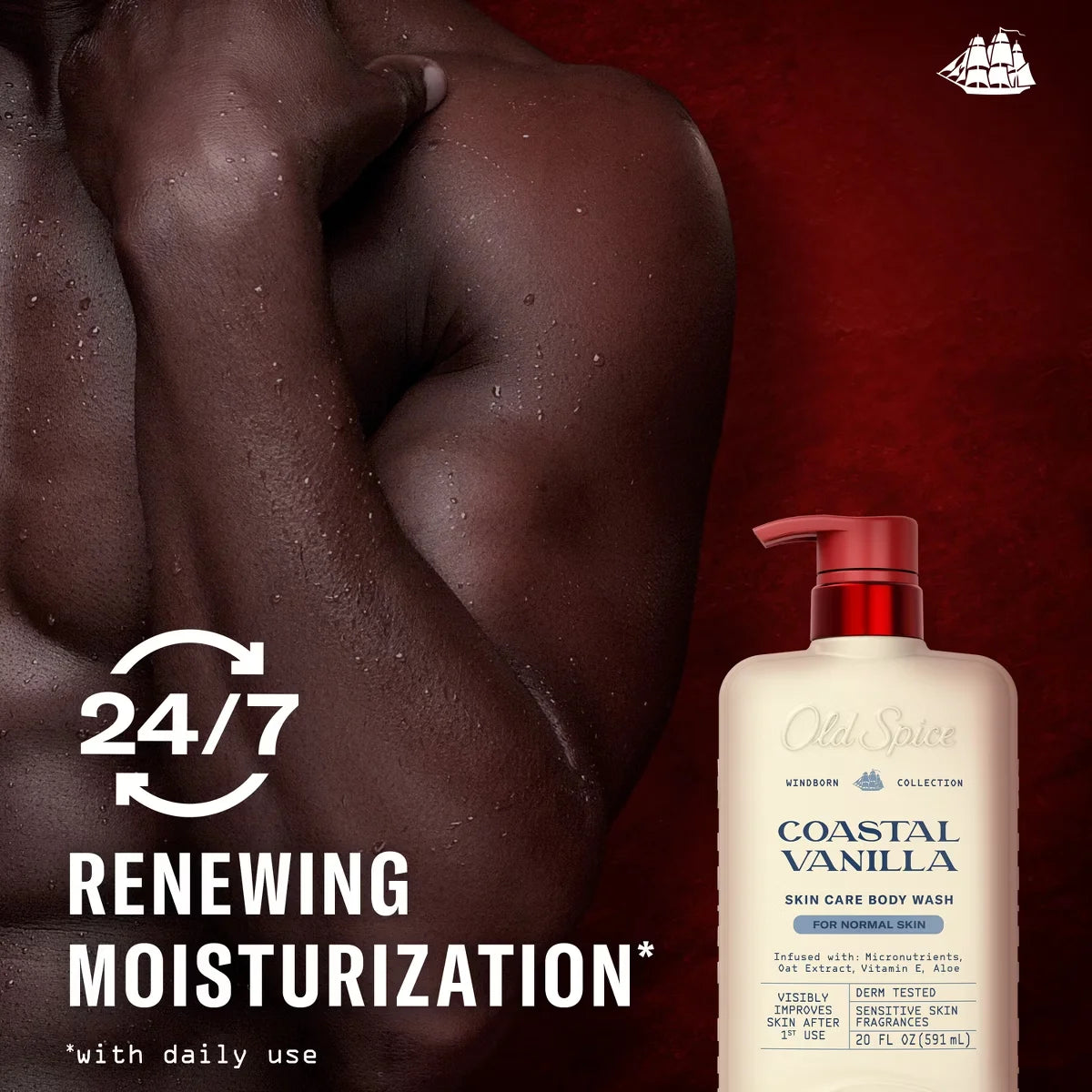 Old Spice Windborn Collection Men's Body Wash for Normal Skin - Coastal Vanilla Scent - 20 fl oz