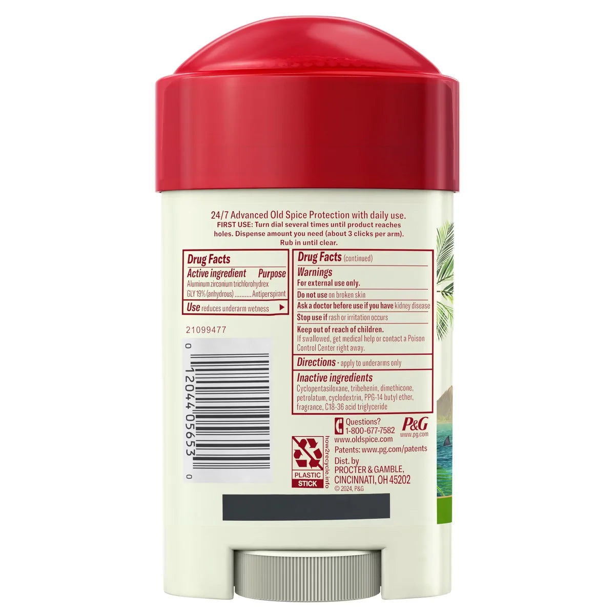 Old Spice Men's Antiperspirant & Deodorant Fiji Scent - 2.6oz: Invisible Solid, Under Arm Application, Animal By-Product-Free