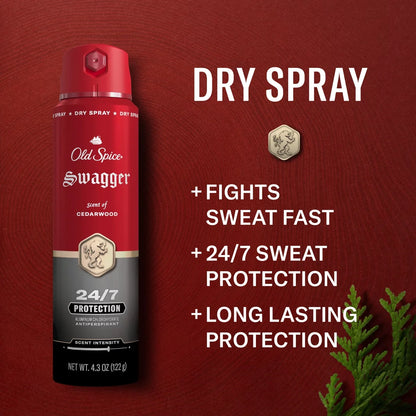 Old Spice Red Collection Men's 48-Hour Odor Protection Lightweight Formula All-Day Freshness Antiperspirant Spray - Stronger Swagger - 4.3oz