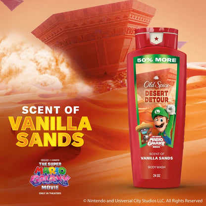 Old Spice x The Super Mario Galaxy Men's 24/7 Shower Fresh Desert Detour Body Wash - Scent of Vanilla Sands - 24 fl oz