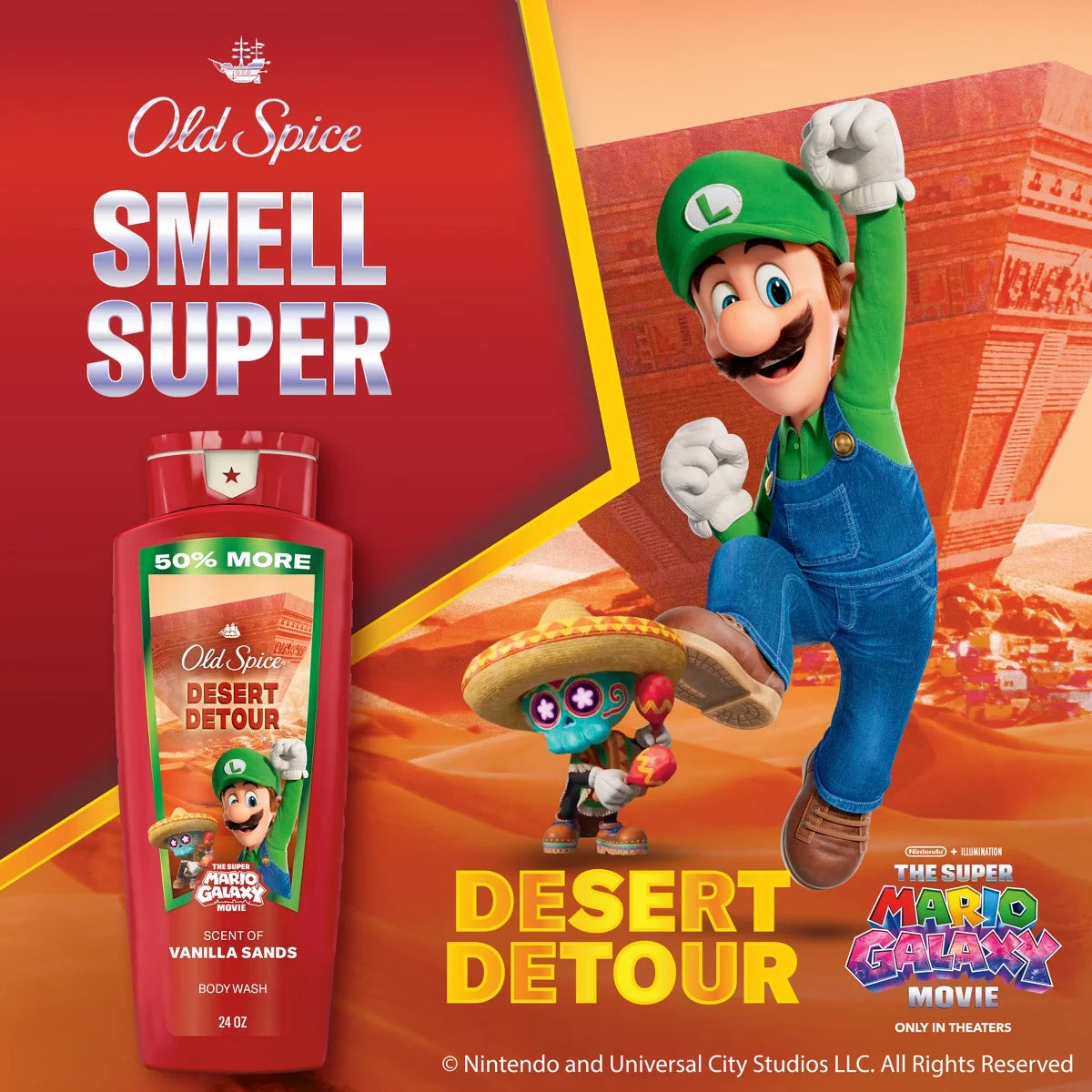 Old Spice x The Super Mario Galaxy Men's 24/7 Shower Fresh Desert Detour Body Wash - Scent of Vanilla Sands - 24 fl oz