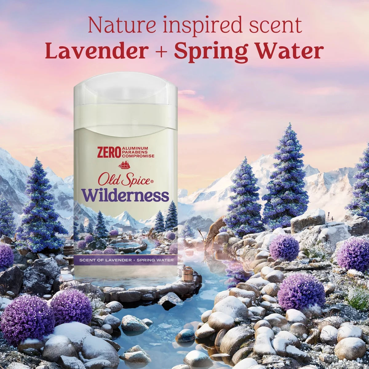 Old Spice Men's Deodorant Wilderness with Lavender - Aluminum-Free 3oz: Invisible Solid, Normal Skin Type, Under Arm