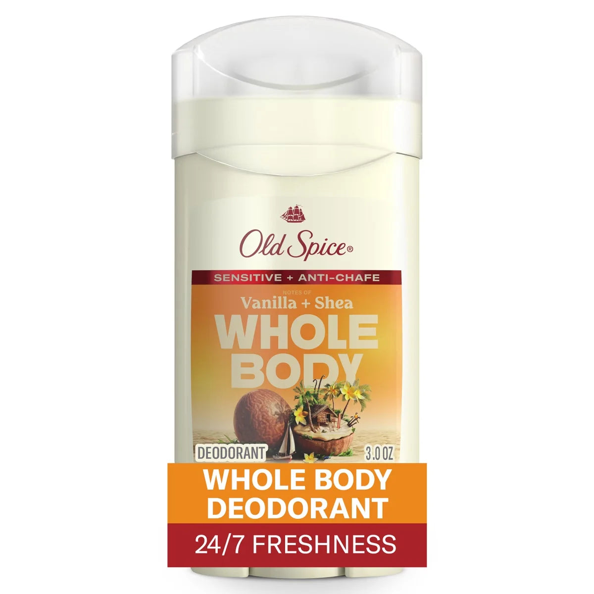 Old Spice Whole Body Solid Deodorant for Men - Vanilla & Shea - Aluminum-Free 3oz