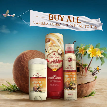 Old Spice Whole Body Solid Deodorant for Men - Vanilla & Shea - Aluminum-Free 3oz