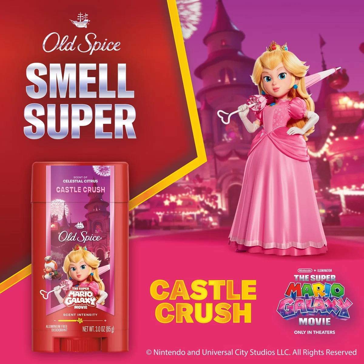 Old Spice x The Super Mario Galaxy Men’s 24/7 Lasting Freshness Aluminum-Free Deodorant - Castle Crush - 3oz