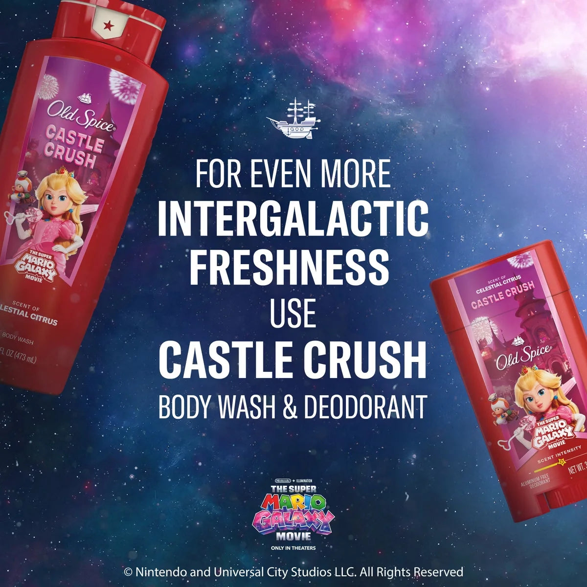 Old Spice x The Super Mario Galaxy Men’s 24/7 Lasting Freshness Aluminum-Free Deodorant - Castle Crush - 3oz