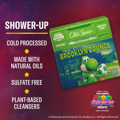 Old Spice x The Super Mario Galaxy Men’s Brooklyn Bounce Cold Processed Bar Soap - Scent of Smashed Fruit - 5oz: Basic Cleansing, Normal Skin